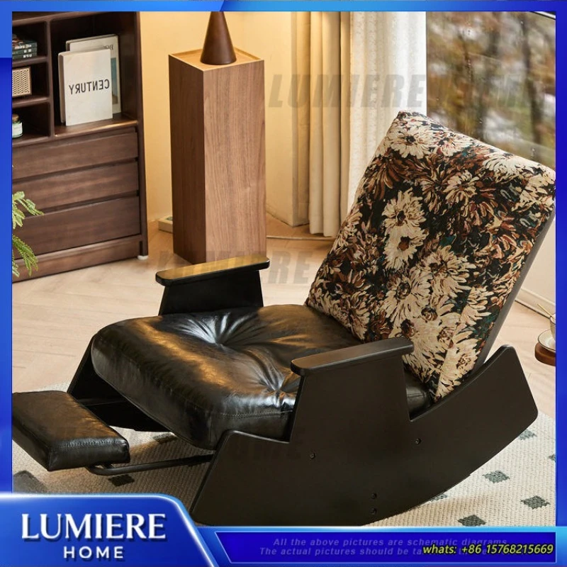 

Кресло-качалка из массива дерева для балкона и гостиной, одноместное, раскладное, в ретро-стиле, для отдыха и сна