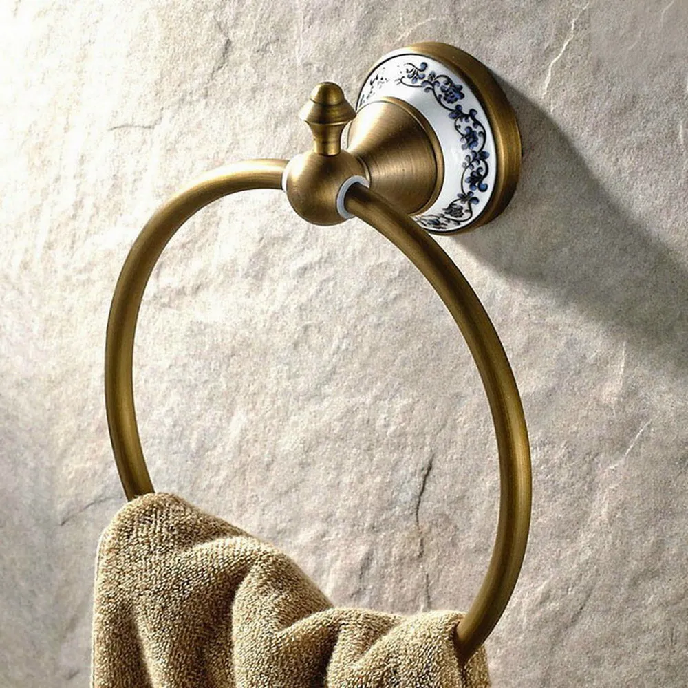 

Antique Brass Wall Mounted Bathroom Towel Ring Rack Holder Bathroom Accessory aba401