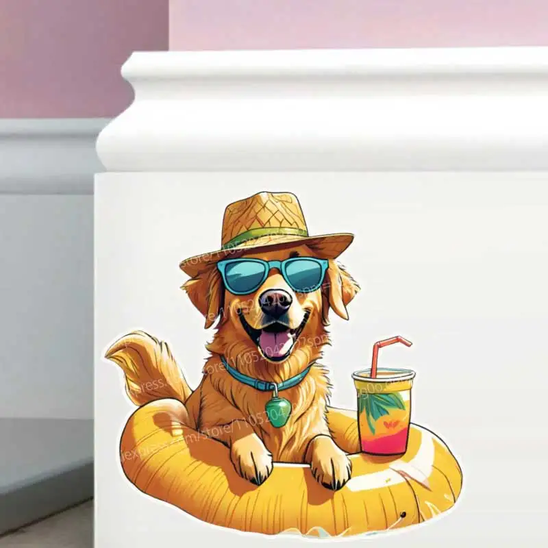 Golden Retriever Dog Stickers Cute Pet Wall Decals for Laptops Cabinets Refrigerators Home Decorations AA79