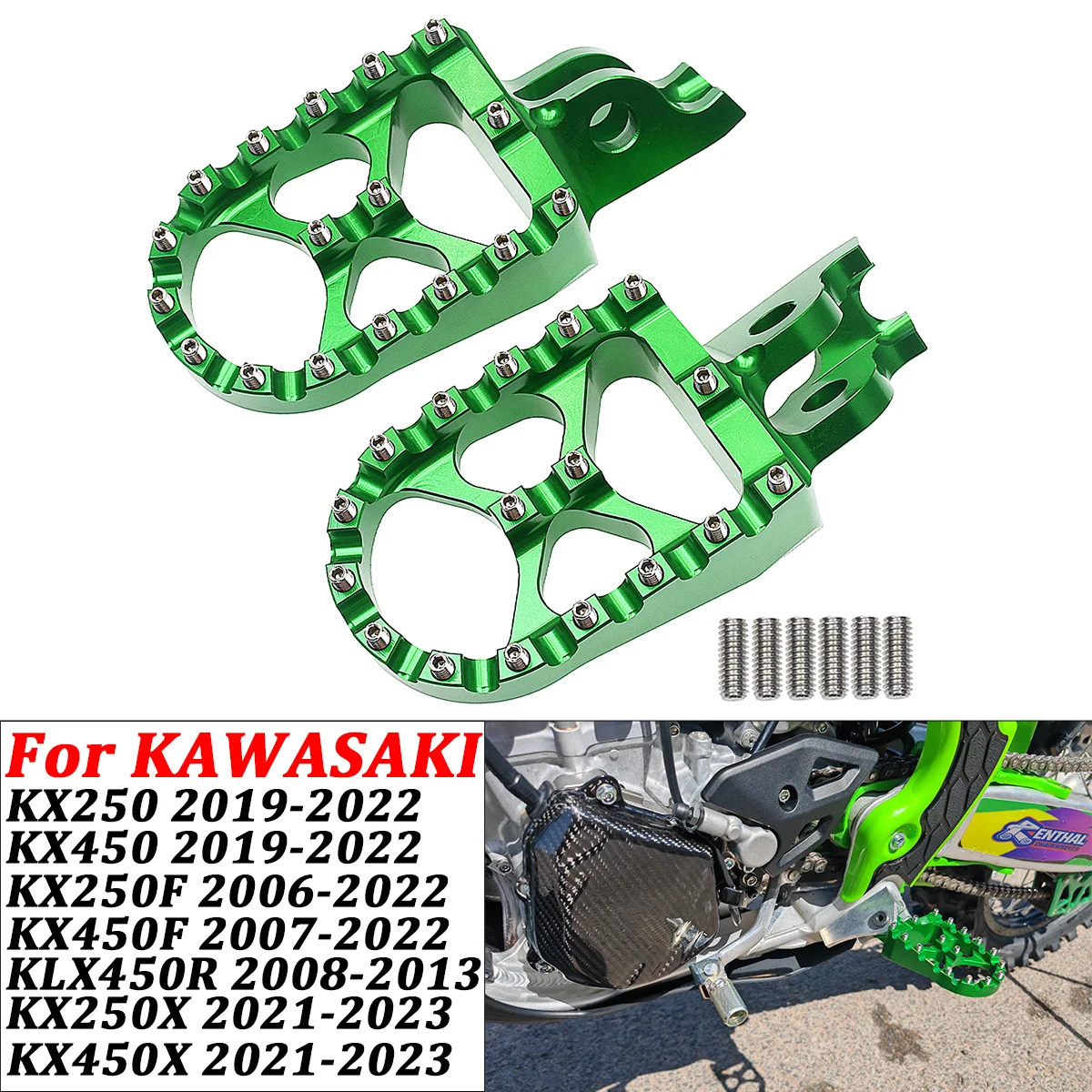 

CNC Footrest Foot Pegs Footpegs Rests Pedals For kawasaki KX250 KX450 KX250F KX450F KLX450R KX250X KX450X 2006-2023 Dirt bike