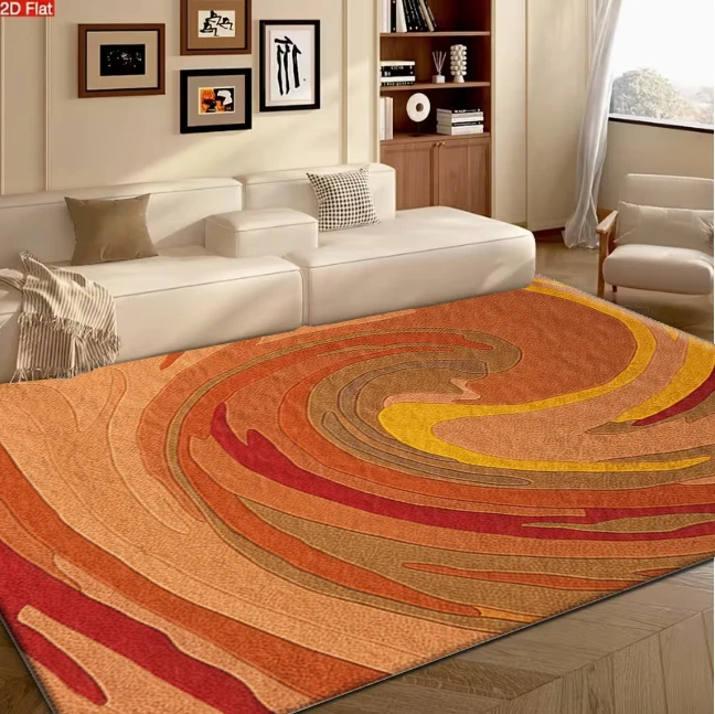 Boho Abstract Swirl Art Carpet Flooring Warm Tone Home Office Study Room Decor Area Rug
