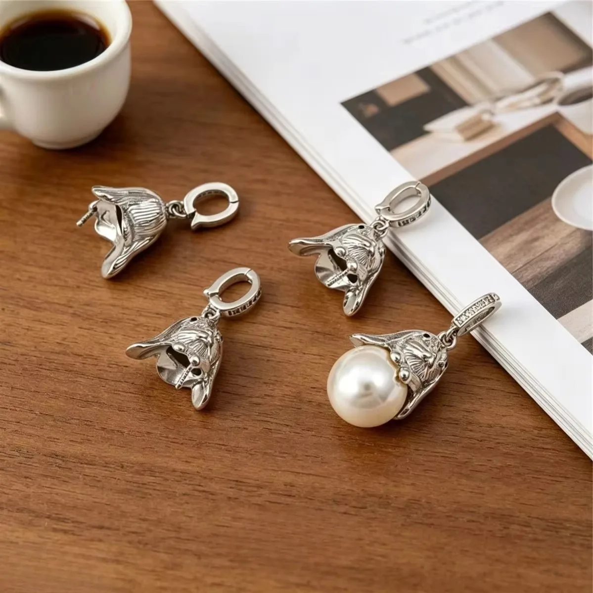 Brass 14K Gold Plated 14x25mm Long Ear Rabbit Bezel Bail Charms 1pcs DIY Pearl Crystal Necklace Findings
