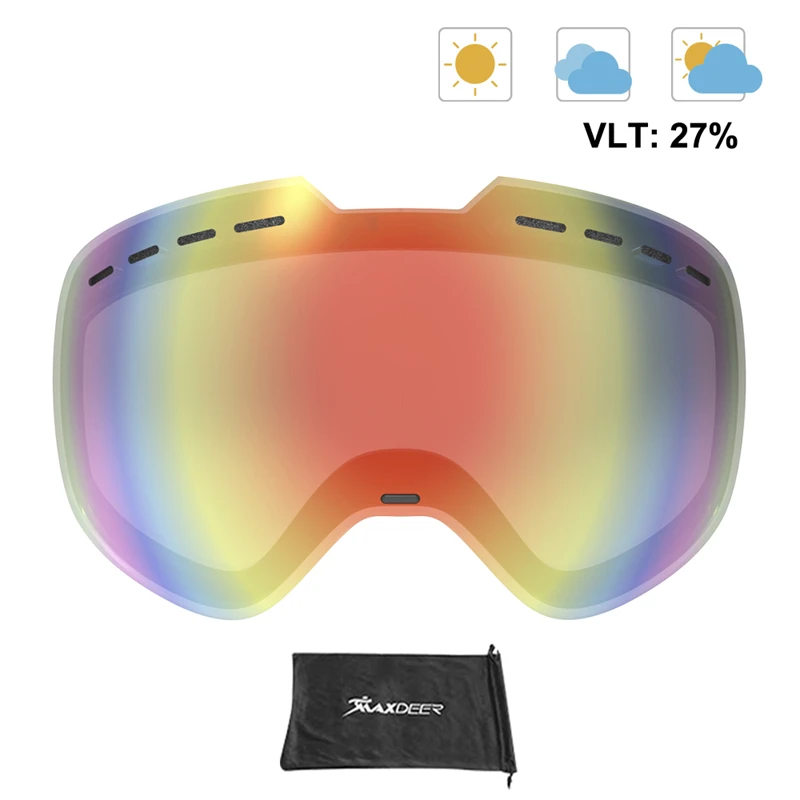 Ski brille Linse Doppels ch ichten Anti-Fog UV400 große kugelförmige Ski brille Schnee brille Linsen Snowboard Brillen Ersatz linse