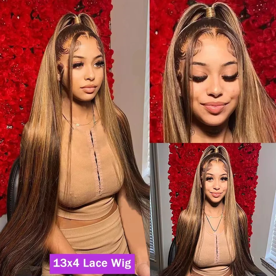 30 Inch Highlight Wig 13x6 Hd Lace Frontal Wig Natural Hairline PrePlucked 13x4 Honey Blonde Straight Lace Front Wigs Human Hair image 2