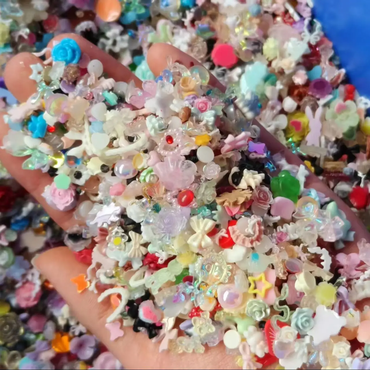 100g Mixed Mini Resin Charms Colorful Flower Bow Flat Back Cabochons DIY Cream Glue Phone Case Nail Art Slime Filler Jewelry Mak
