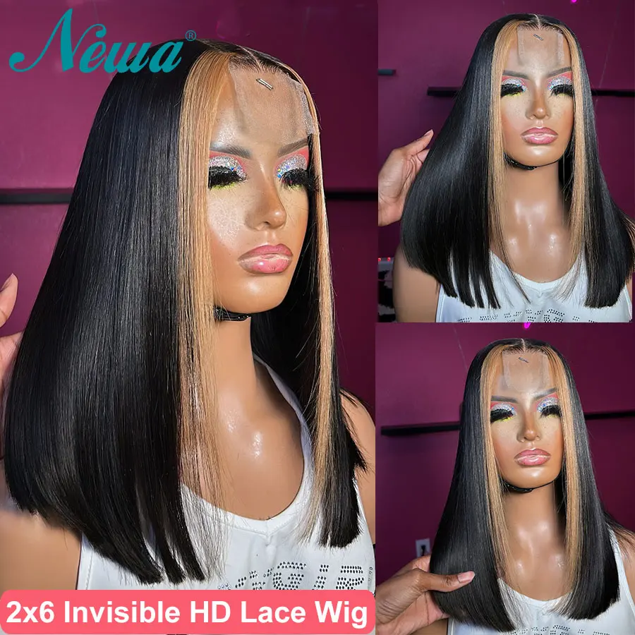 

Newa Deep Part 2x6 HD Lace Closure Wig Short Bob Human Hair Wig Glueless Ready To Wear Silky Straight HD Lace Wigs Melt All Skin