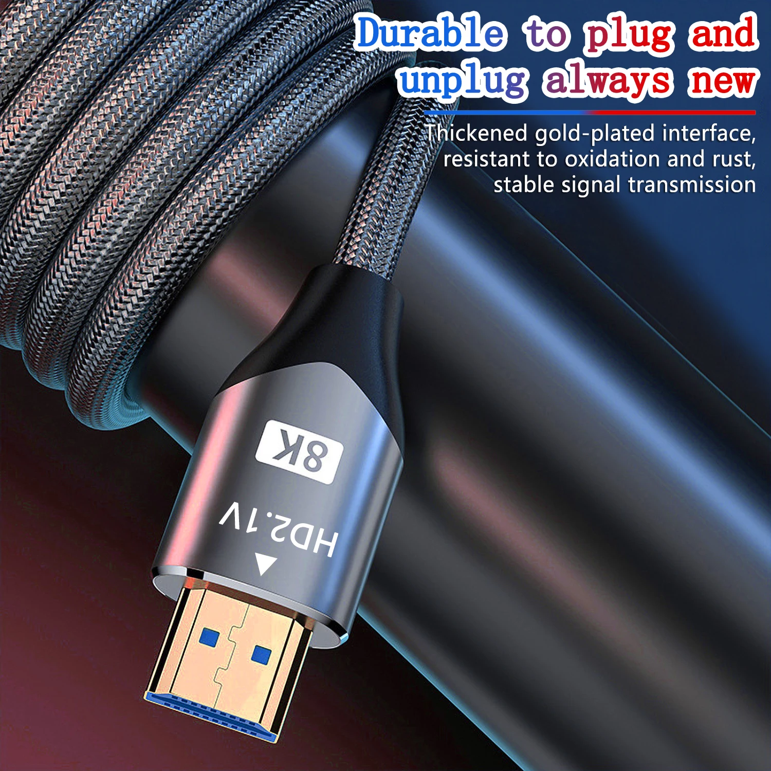 Cable HDMI 8K HDMI 2,1 Cable 4K @ 120Hz 8K @ 60Hz para RTX 3080 eARC HDR Cable de vídeo PC portátil TV box PS5 4K Cable Compatible con HDMI