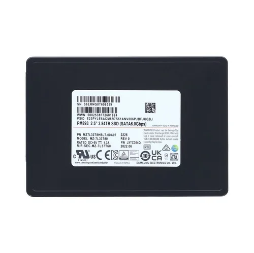 

Samsung PM893 MZ7L33T8HBLT-00A07 384 TB Solid State Drive - 3D TLC - 25 Inches - SATA 6 Gbps - MZ-7L33T80 - Used-Like New