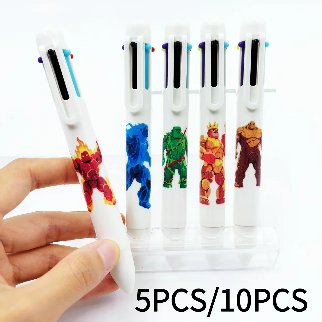 

5 шт./10 шт. креативные разноцветные шариковые ручки «шесть в одном» с теммами металла, дерева, воды, огнем и землей