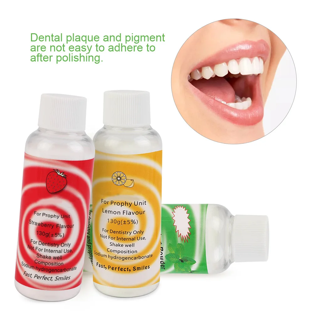 130g Teeth Whitening Essence Dental Cleaning Powder Prophy Air Jet Flow Teeth Polishing Plaque Stain Removal Mint Lemon Flavor