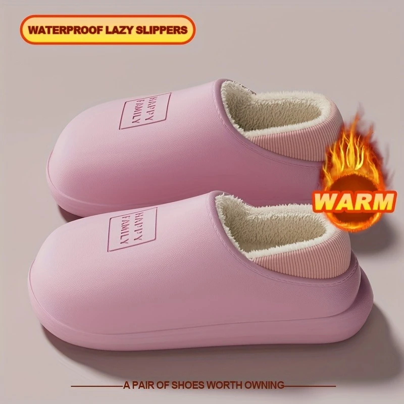 Winter EVA Warm Slippers Men Women Waterproof Soft Plush Lined Cozy Indoor Home Shoes Lightweight Non Slip Lazy Clogs outdoors