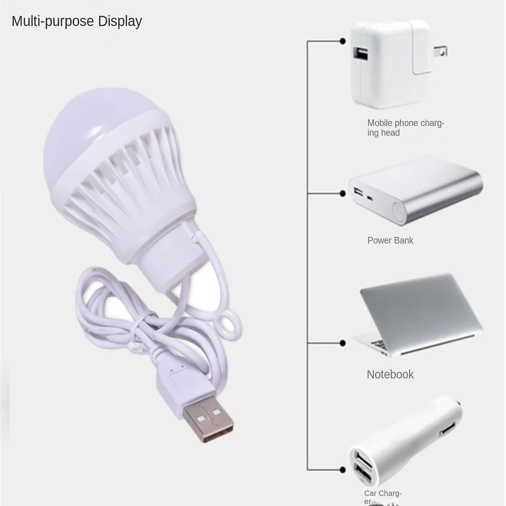 USB Bulb LED Portable Camping Lamp Mini Bulbs 5V Power Book Lamps for Student Learning Desk Outdoor Tent