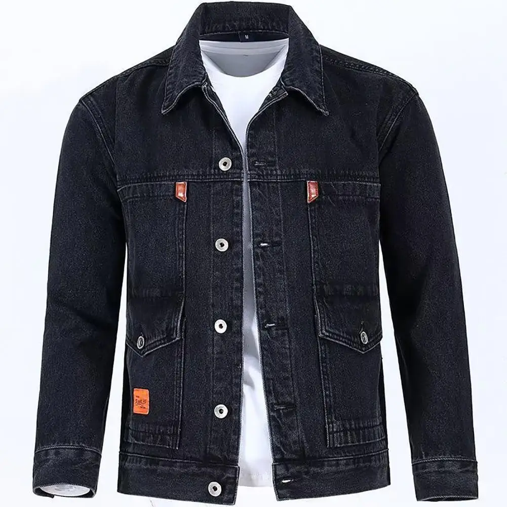 Trendy  Men Coat Casual Hip Hop Men Autumn Denim Jacket Loose Cardigan Men Autumn Jacket for Daily Wear