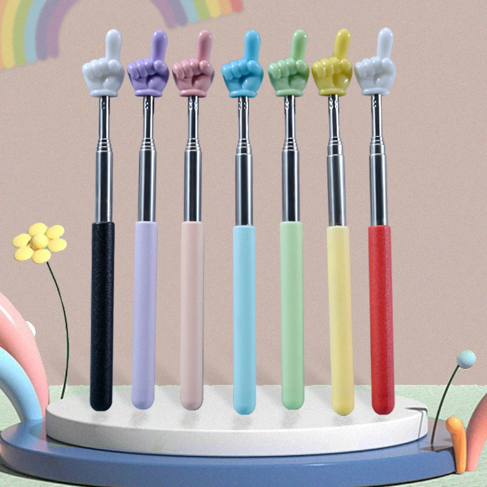 Retractable Teacher Pointer Colorful Reading Classroom Teaching Tool Long Telescoping Hand Pointer Stick For Classroom Supplies