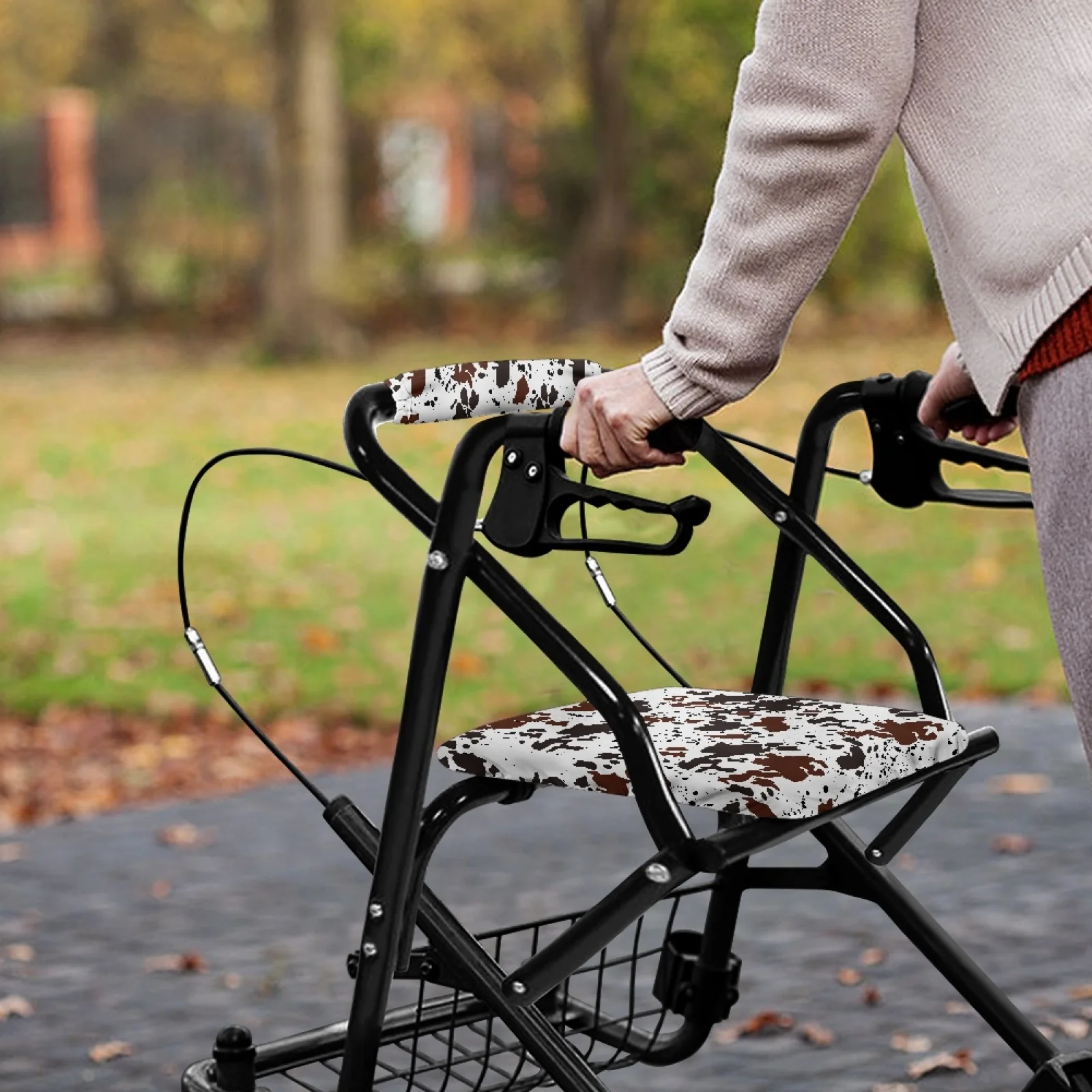 Coloranimal Cowhide Print 2 Pieces Set Walker Seat Cushion Polyester Accessories for Walker Rollator for Seniors view 4