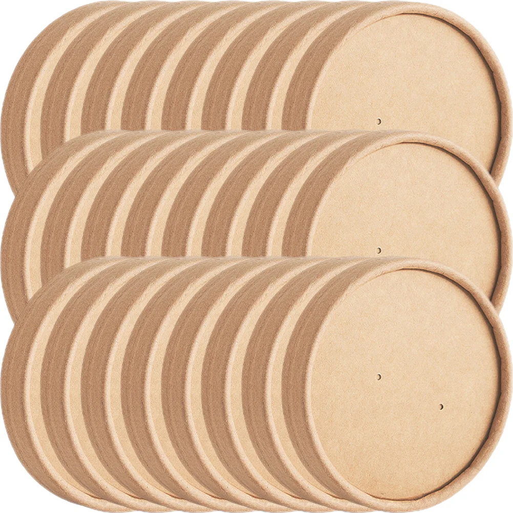 

40Pcs Kraft Paper Soup Cup Lid Round Disposable Container Lids for Food Storage Kitchen Utensil Cover Bulk Replacement
