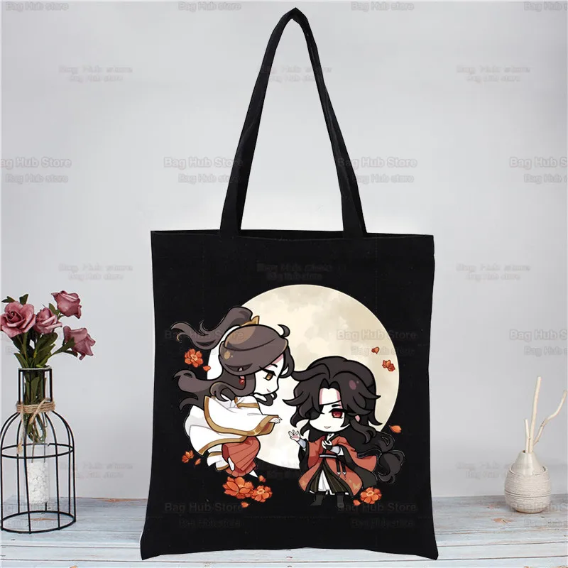 Mo Dao Zu Shi The Untamed Black Reusable Shopping Bag Women Lan WangJi Wei Wu Xian Canvas Tote Eco Bag Shopper Shoulder Bags