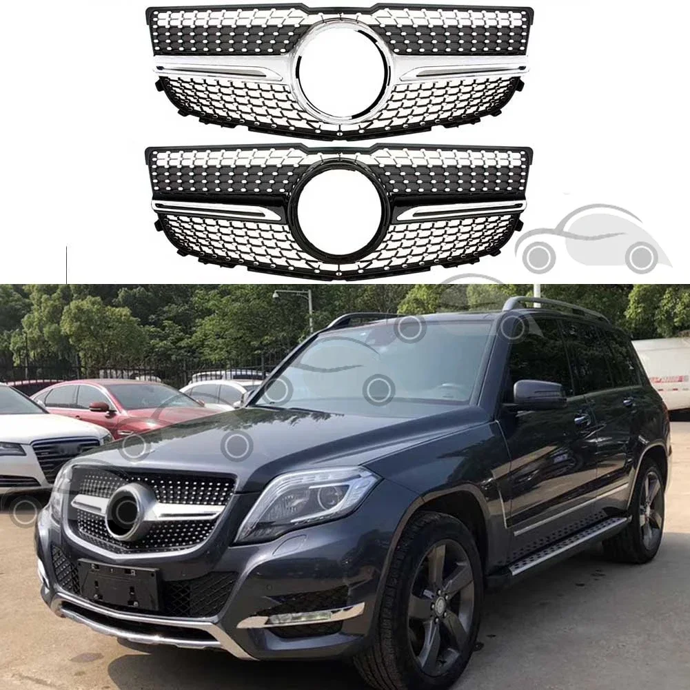 

Front Bumper Racing Grill Billet Grille Cover For Mercedes-Benz X204 GLK-Class GLK250 GLK300 GLK350 2013-2015 Diamond