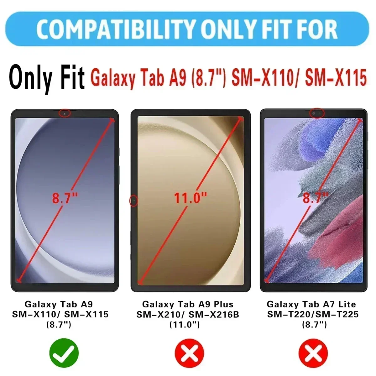 Clear Case for Samsung Galaxy Tab A9 8.7 inch Tablet 2023 Release Airbag Drop Protection Flexible Silicone TPU Shockproof Cover