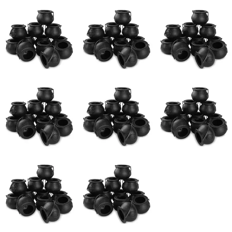 [NEW!ABKG】 96Pcs Mini Black Cauldron With Handle Halloween Mini Witch Cauldron Halloween Pot Candy Holder For Halloween