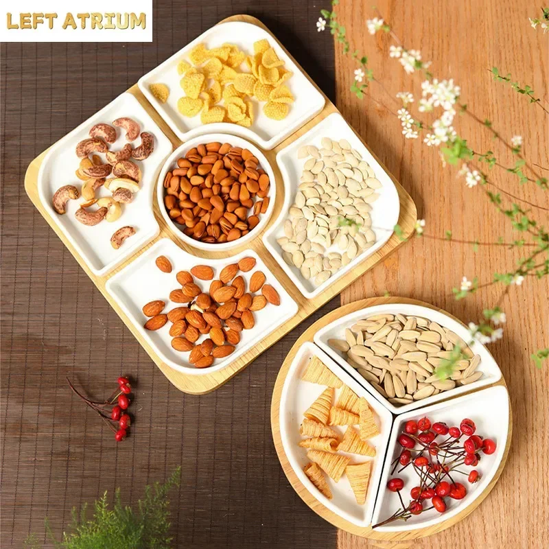 Ceramic Snack Platter Fruit Plate Dried Fruit Plate Snack Plates Candy Bowl Dessert Plates Dim Sum Dish Refreshments Tray