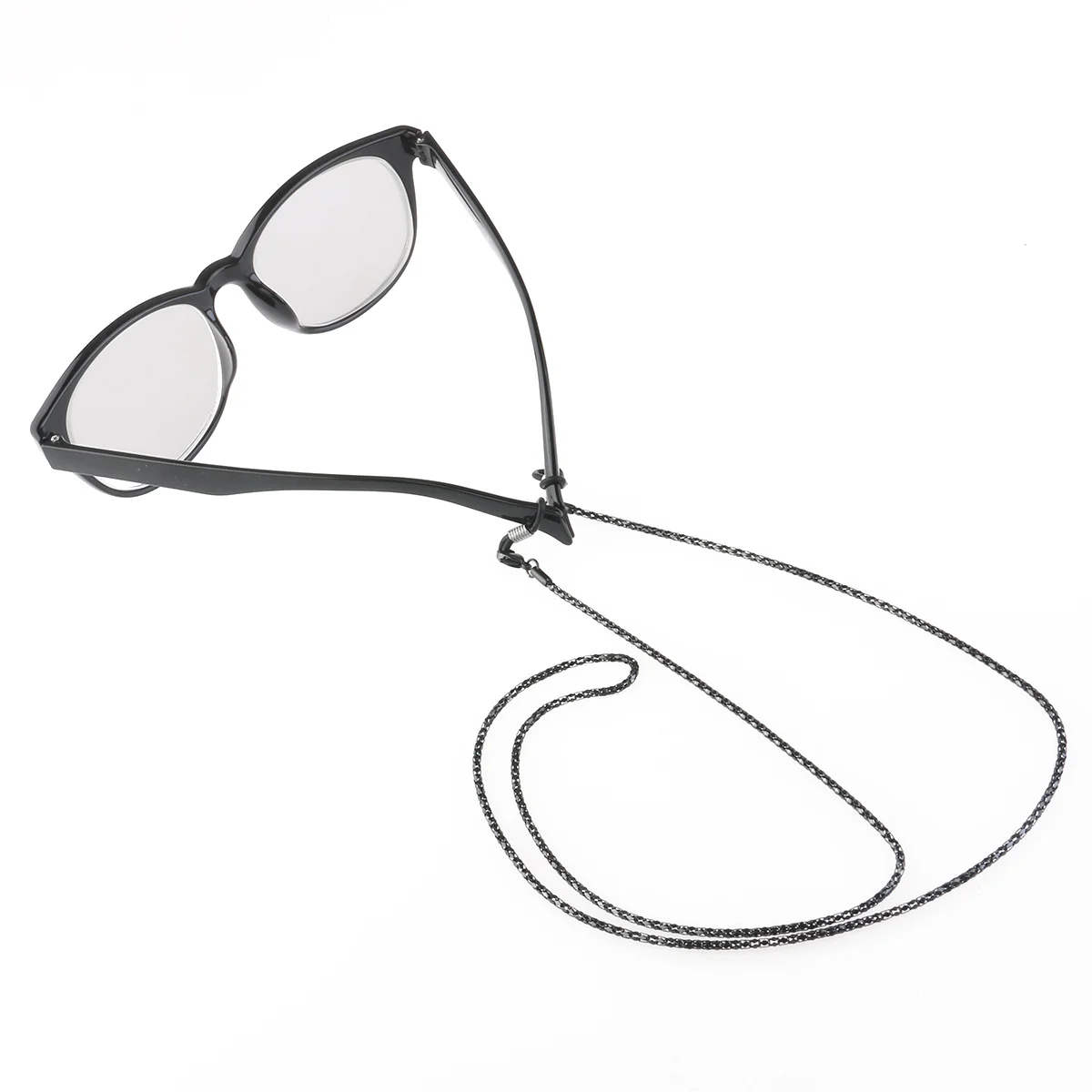 

Adjustable Stainless Steel Snake Chain Eyeglass Holder Sunglasses Chain Rubber Ends Black Simple Fashion Decoration For