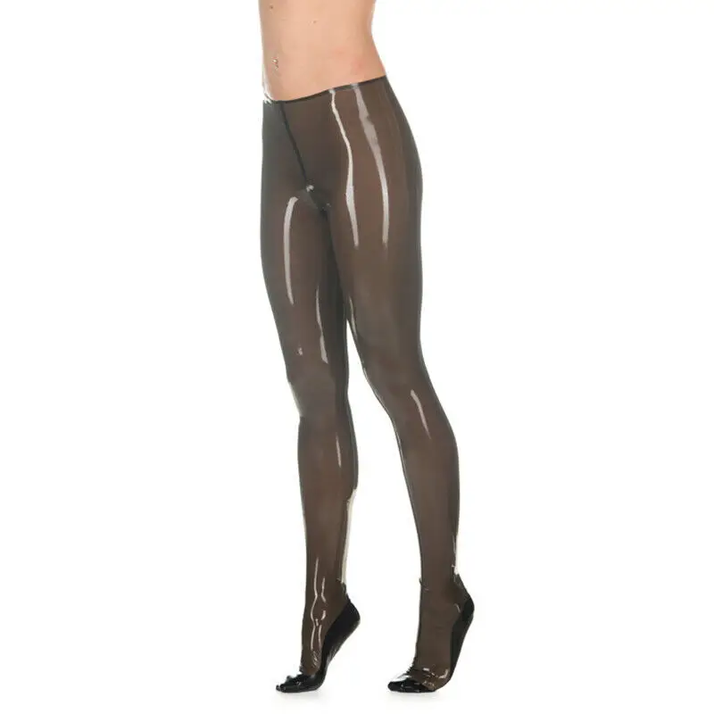 

Women's Transparent Black Latex Pants Women's Tight Fit Mid-Waist Pants