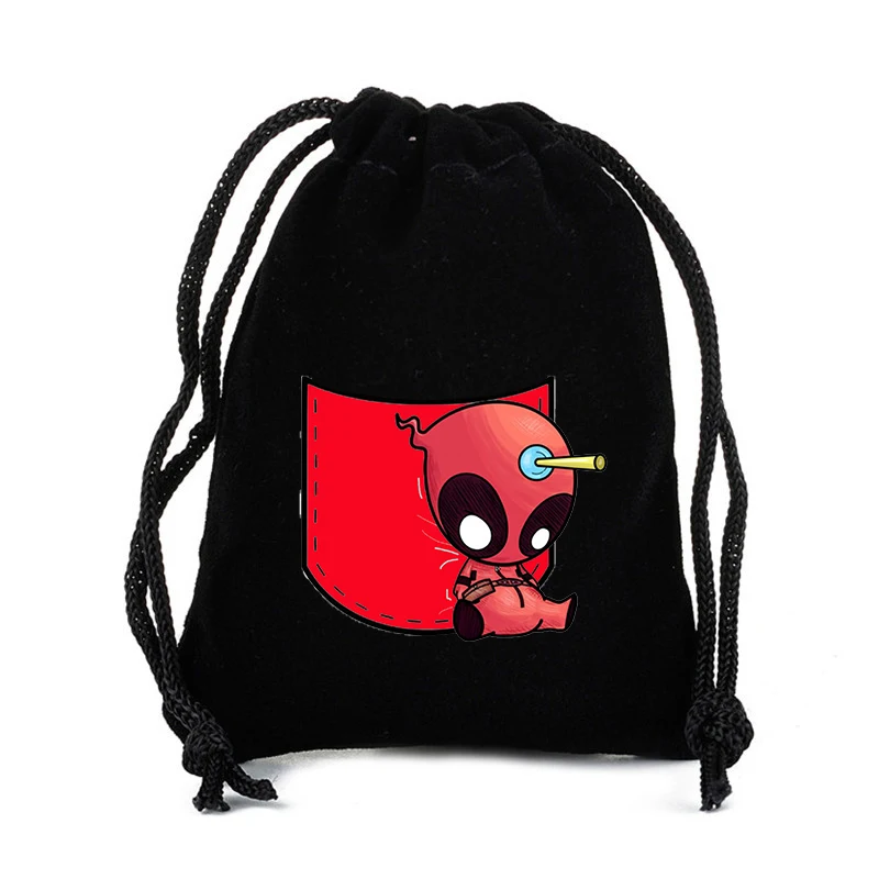 Disney Marvel Deadpool Drawstring Bag Shopping Kids Girl Childern Student Portable Anime Movie DIY Party Hand Pocket Gifts Pouch