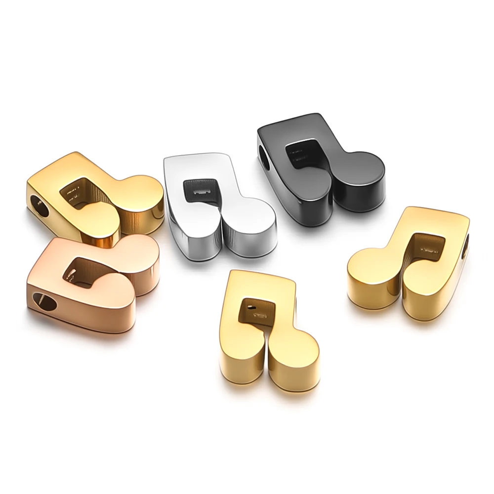 

5 шт., бусины с музыкальной нотой из нержавеющей стали, золотой цвет, бусины-разделители, сделай сам, ювелирные изделия, ожерелье ручной работы, принадлежности для изготовления браслетов