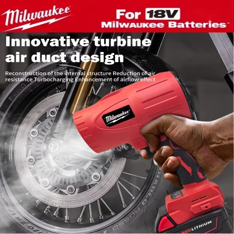 ميلووكي 30000r/دقيقة منفاخ الهواء الكهربائي سوبر قوة الرياح سيارة أداة إزالة الغبار اللاسلكي دبوس Turbojet مروحة 18 فولت بطارية