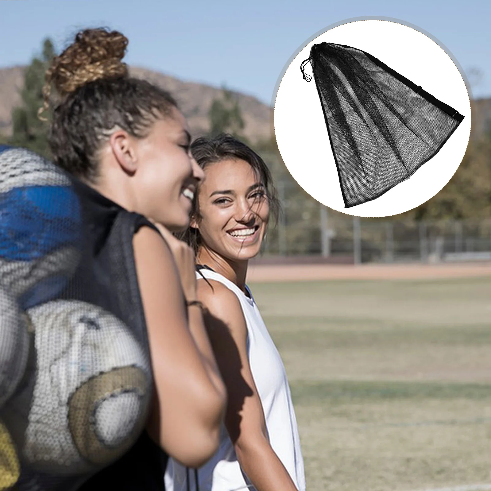 حقيبة شبكية كبيرة على شكل كرة سلة رياضية للتخزين برباط معدات شبكية من القماش لكرة القدم