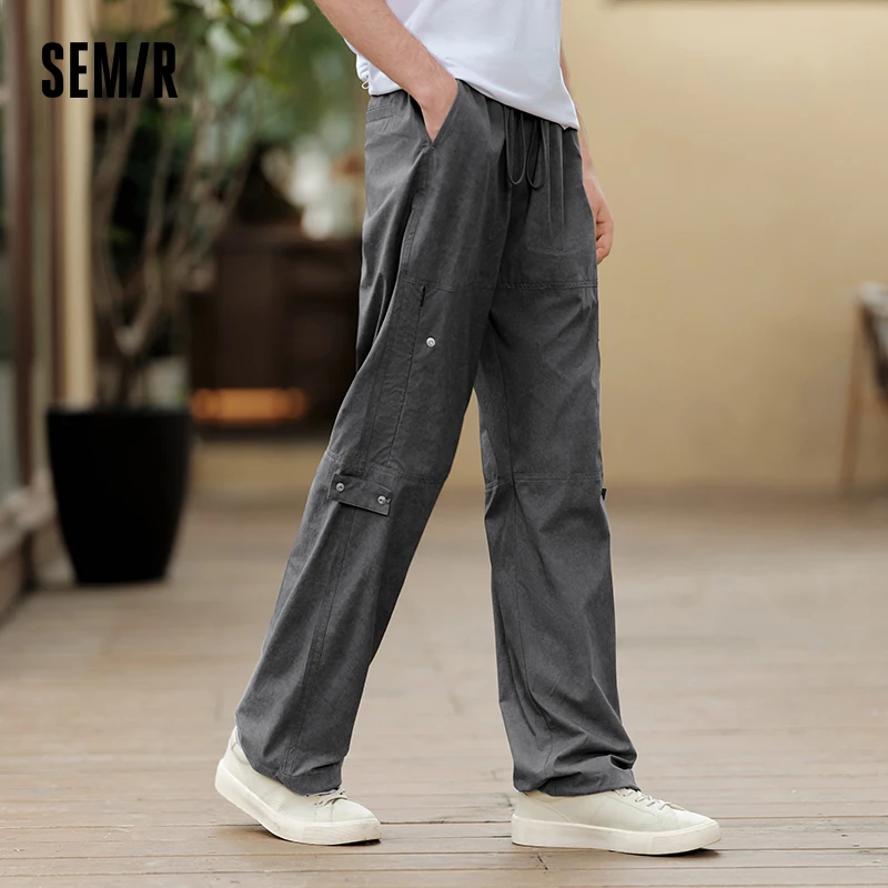 

Semir Casual Pants Men 2024 Summer New Loose Elastic Waist Simple Straight-Leg Long Pants Fashionable And Trendy Workwear Style