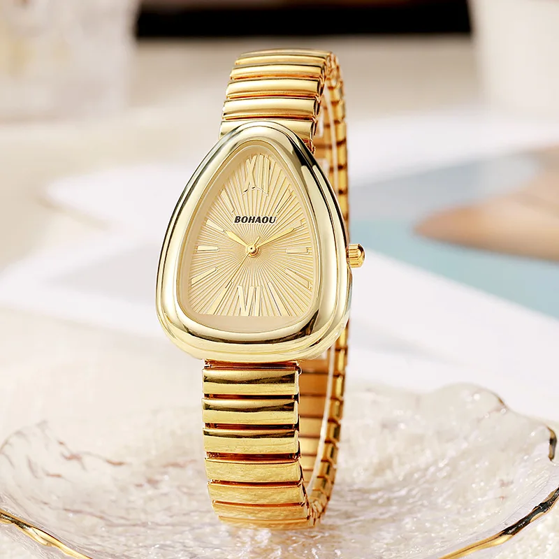 

Luxury Ladies Snake Dial Quartz Watch High-quality Gold Ladies Elastic Strap Wristwatch Clock Relogio Feminino Dropshipping Gift