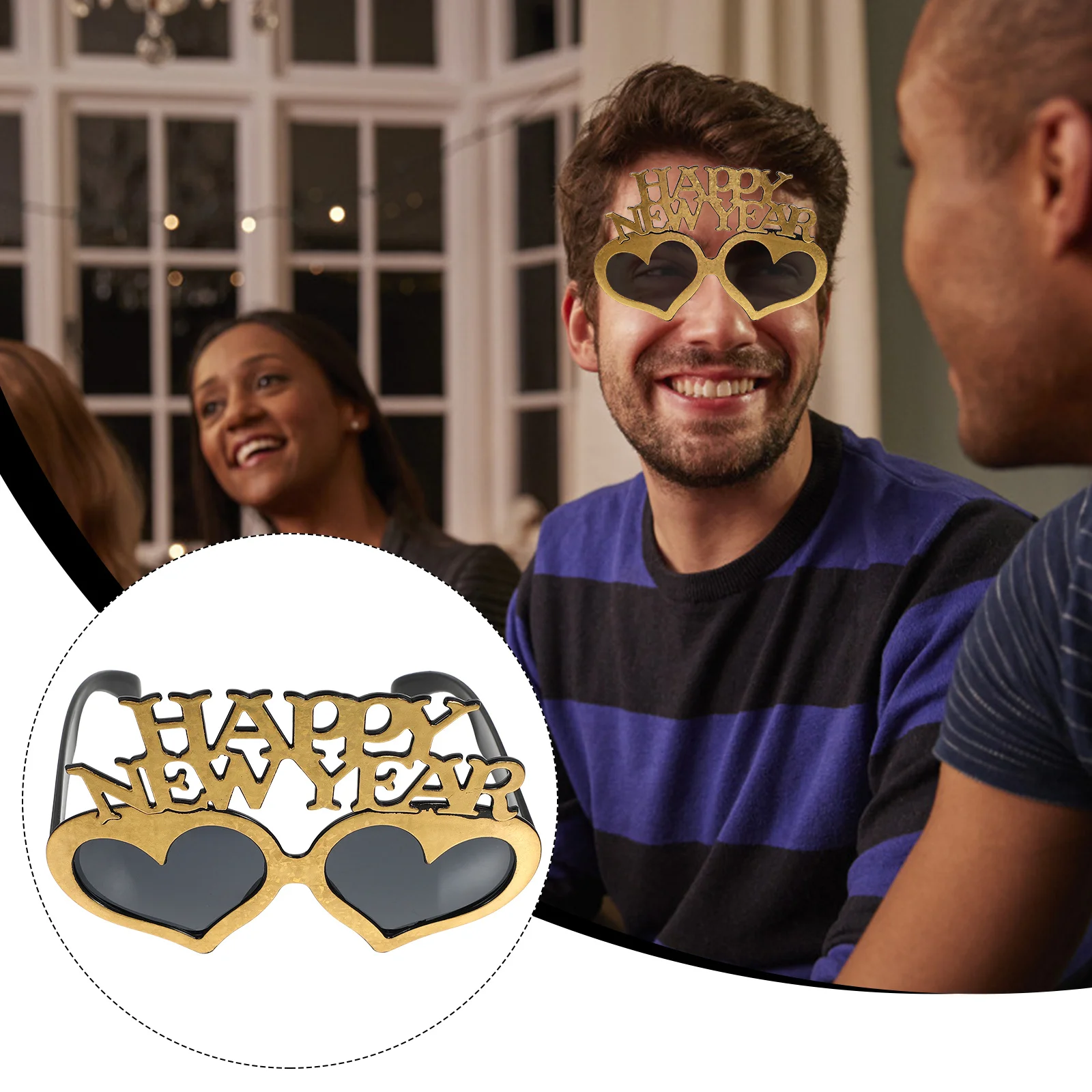 

3Pcs Atmosphere Glasses Party Photo Props Not Easy to Break Fun Eyeglasses for New Year Eve Celebration Decoration