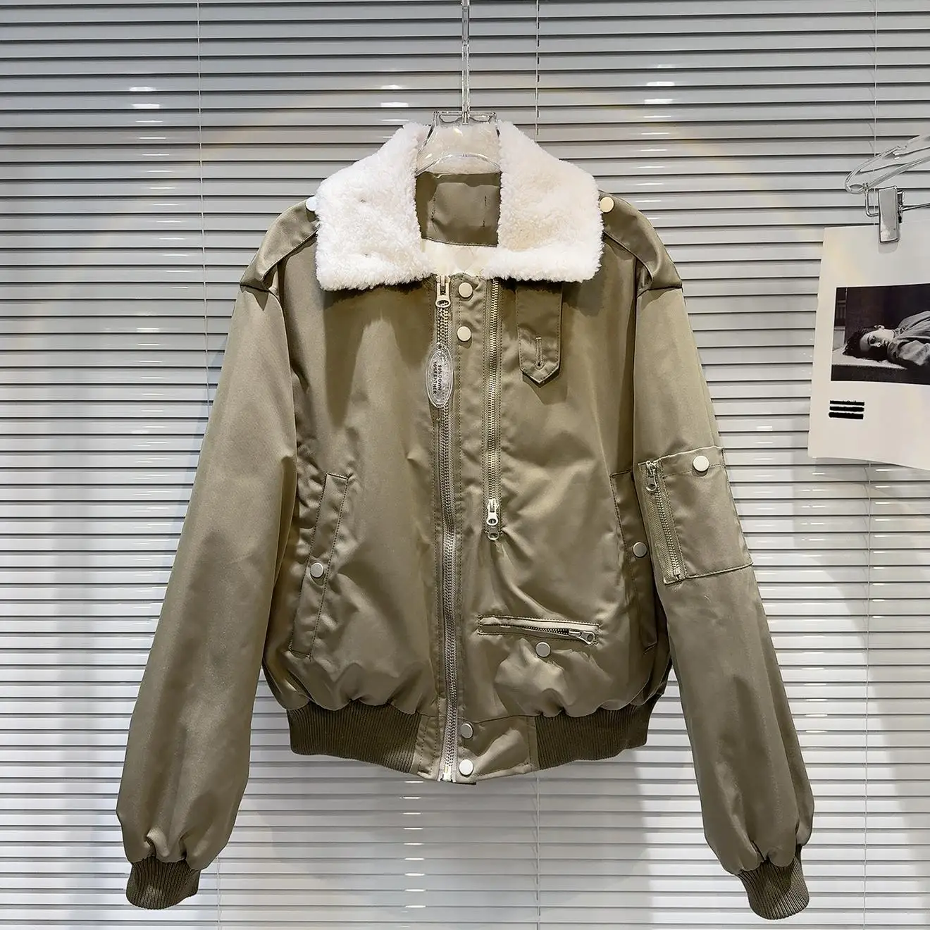 Trendy Winter Cotton Jaet Women's Warm Fce Lined Stand Collar Zipper Closure ort Outerwear Straight Cut Commute Sle