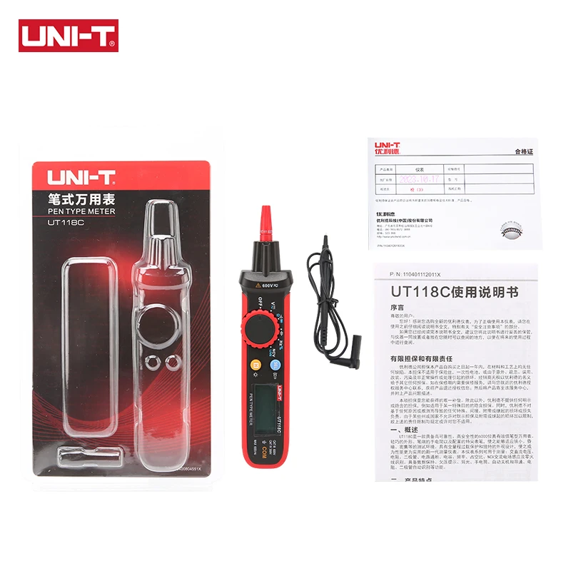 Imagem -06 - Uni-t-pen-tipo Medidor Digital Ut118c 600v dc ac Voltímetro True Rms Frequency Meter Ncv Teste de Resistência à Capacitância