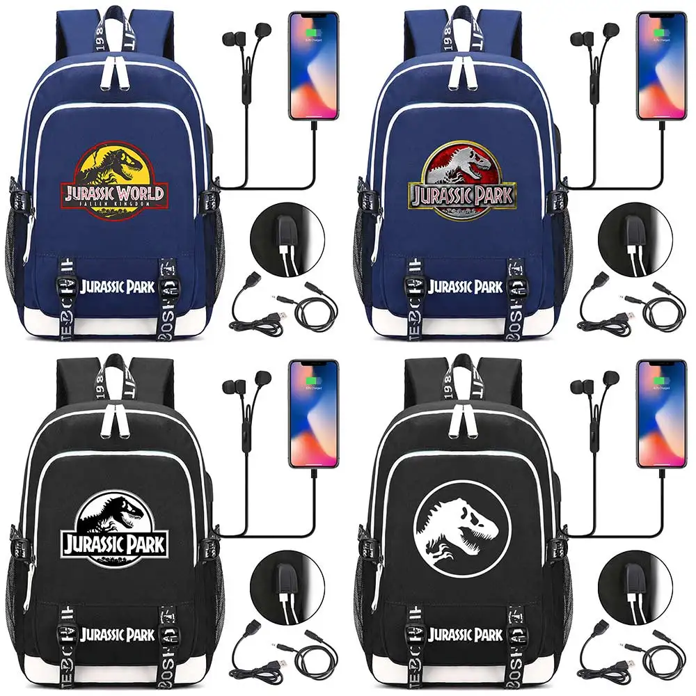 HOT sale Jurassic Park World backpack multifunction USB charging Travel bag for teenagers Boys Girls Student School Bags