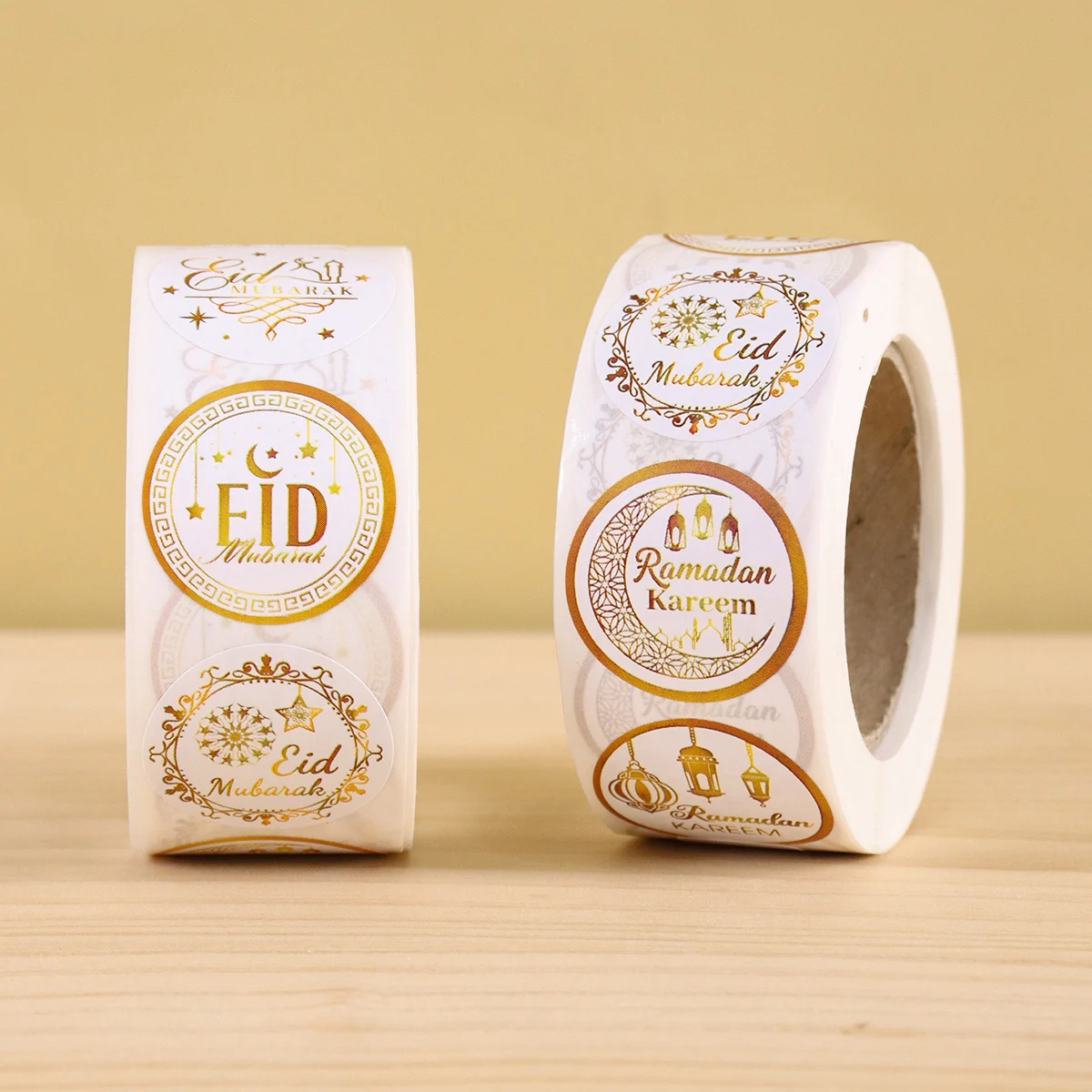 500 قطعة ملصقات عيد مبارك ملصقات ذهبية بيضاء للمنزل 2026 رمضان كريم إسلامي حفلة عيد الأضحى هدايا رمضان مبارك #2