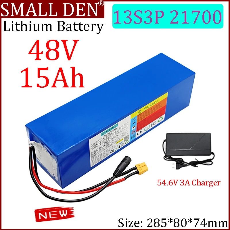 NEW 21700 13S3P 48V 15Ah Ebike lithium battery pack 500-1500W high-power built-in BMS+54.6V 3A charger