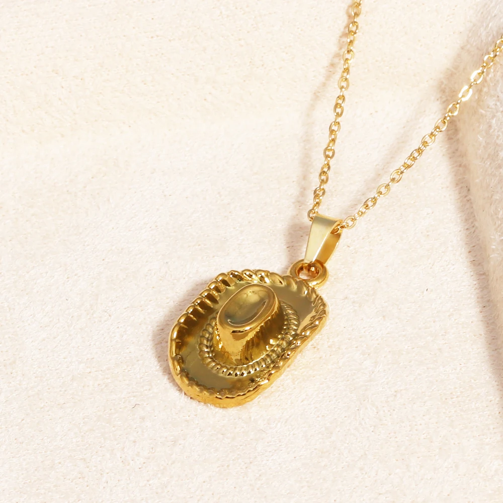 316L roestvrij staal westerse cowboyhoed tand hanger ketting ketting sieraden goud 18K vergulde charme kraag accessoires voor vrouwen