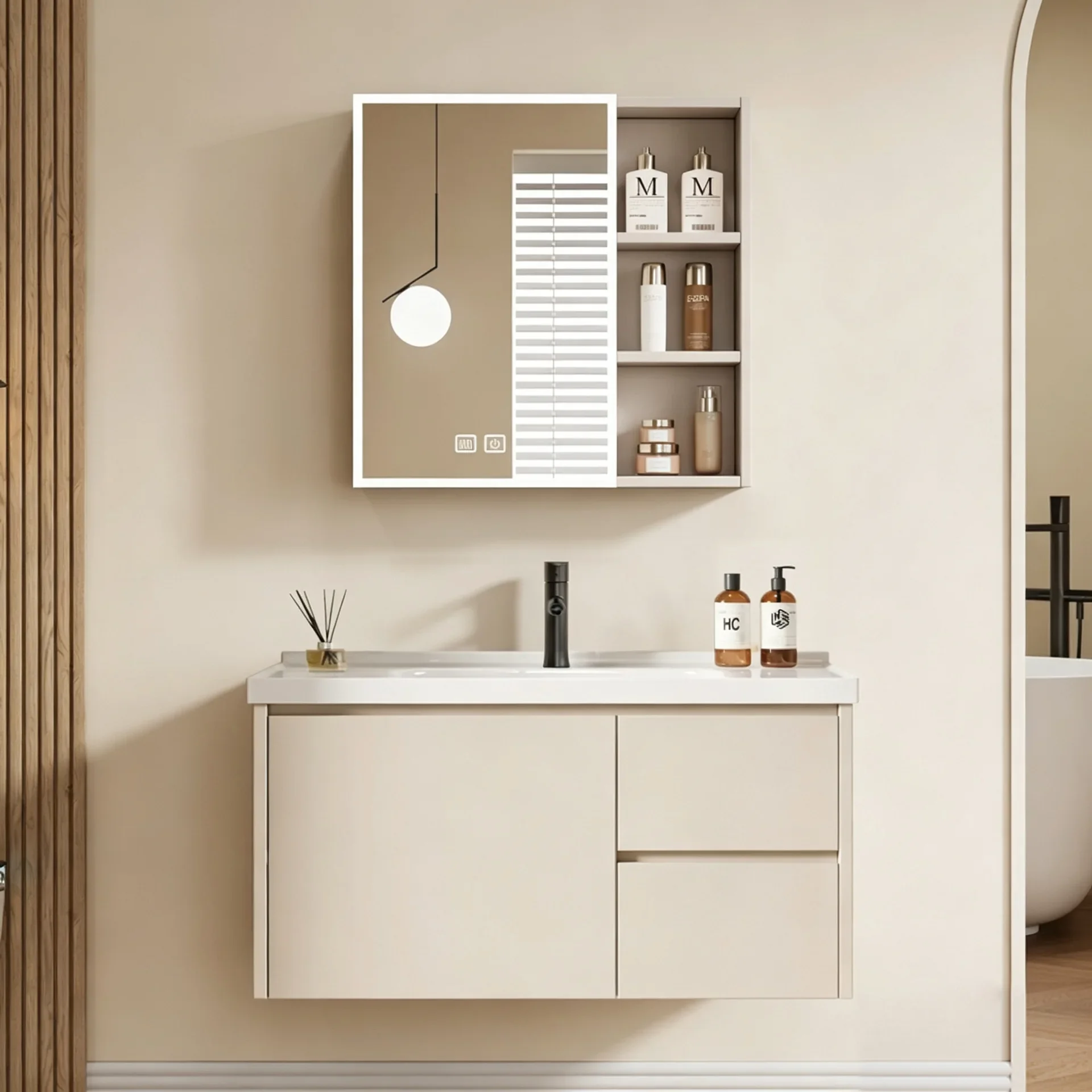 Drawer Bathroom Cabinet Ceramic Integrated Basin Washbasin Cabinet Washbasin Washbasin Countertop Pool Combination Rock Slate To