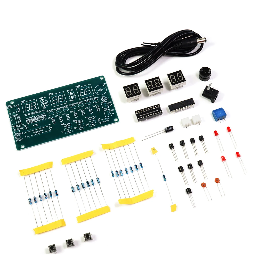 DIY Red Display 6 Digital Clock LED Module DC 5-12V 51 Microcontroller Electronic Clock Kit Welding Practice Electronic Kit