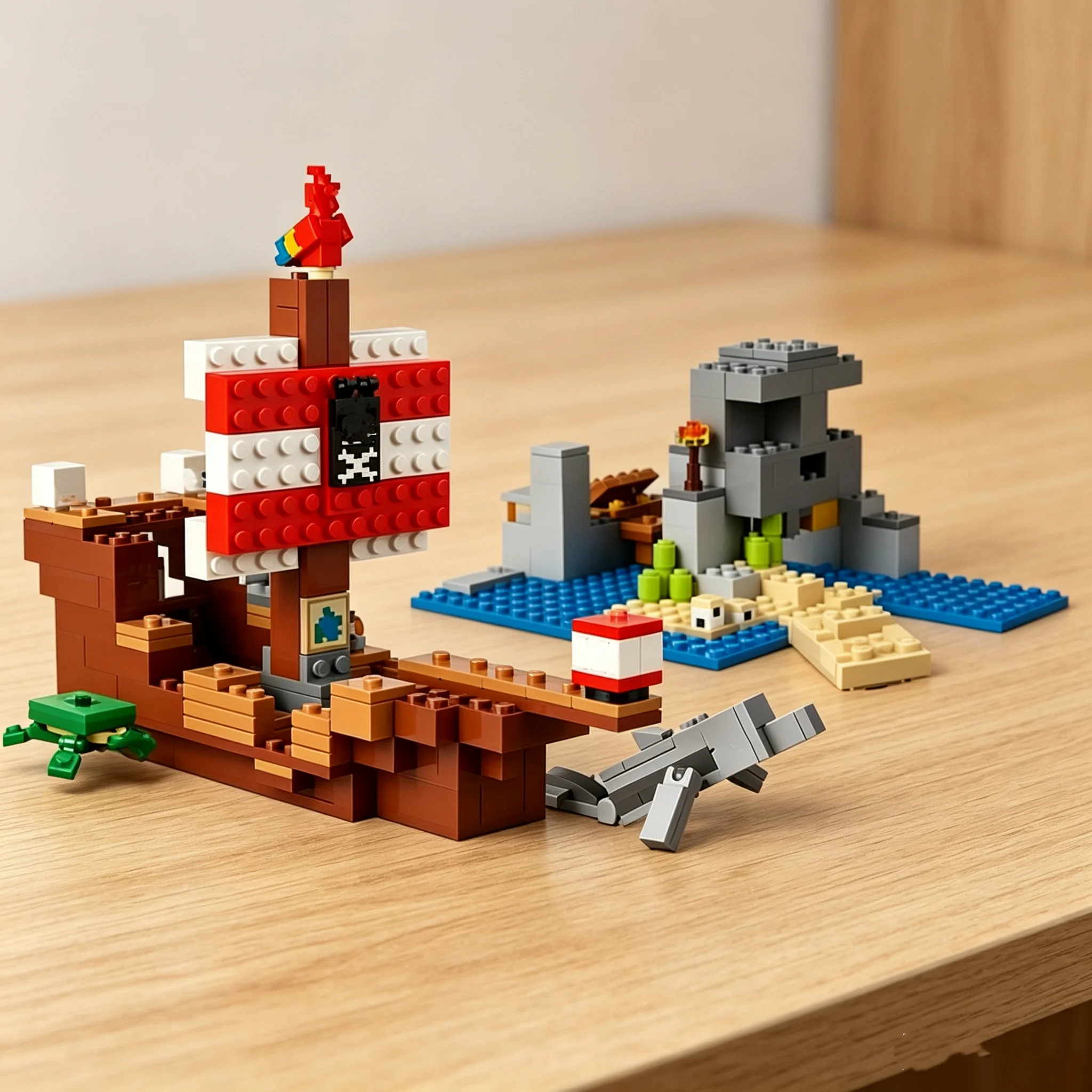 

Third Party MOC Compatible Sets My Pixel World Series Building Blocks 21152 The Pirate Ship Adventure Assembly Toys