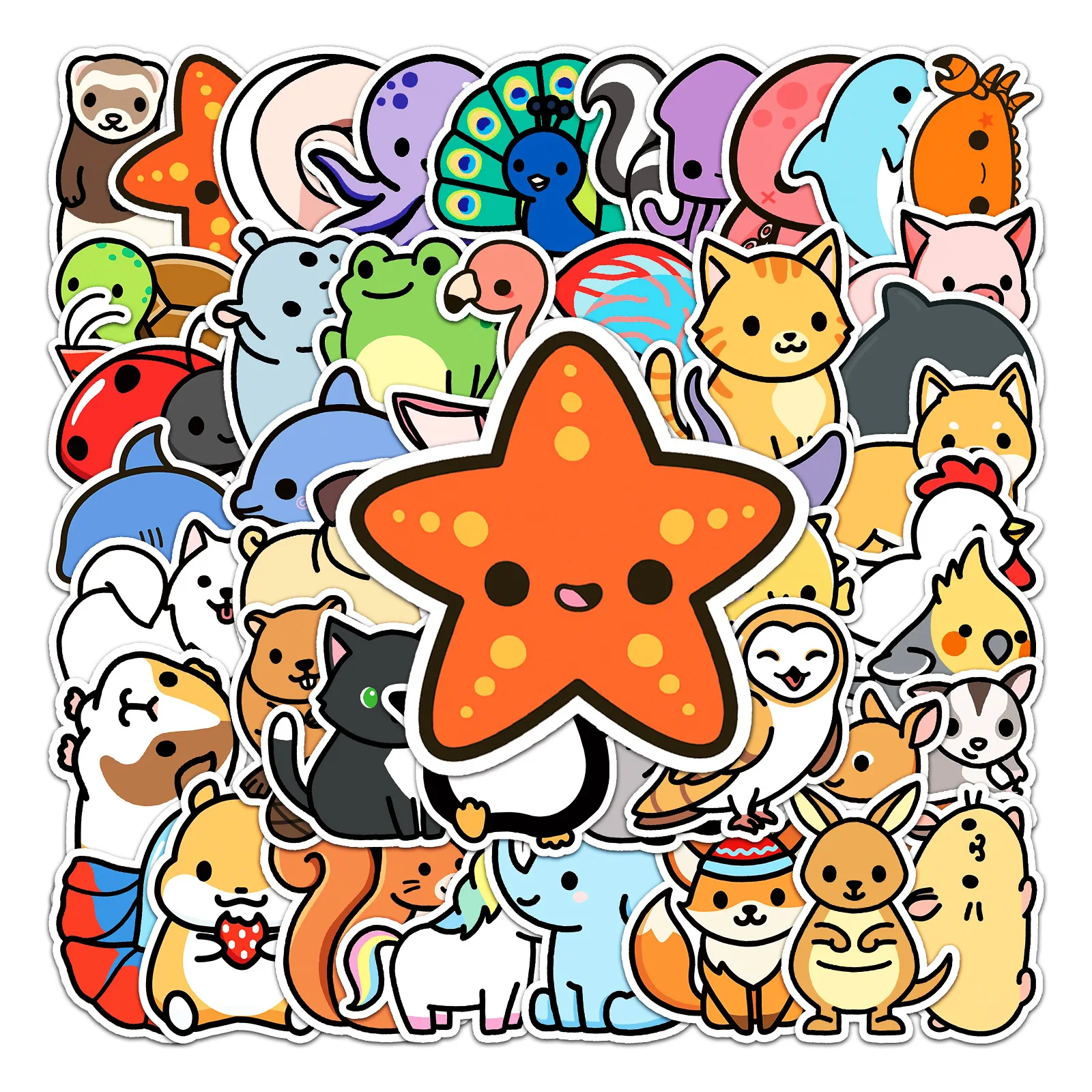 

10/30/50pcs Cartoon Animal Creative Stickers Skateboard Kawaii Cute Scrapbook Laptop Kids Toys Diy Decal Decor Pvc Stickers