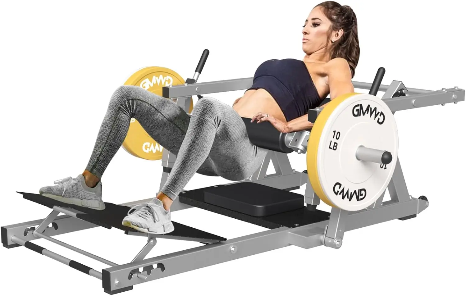 

GMWD Hip Thrust Machine, 800LBS Plate-Loaded Glute Bridge Machine with Weight Holder, Heavy Duty Butt Exercise Equipment