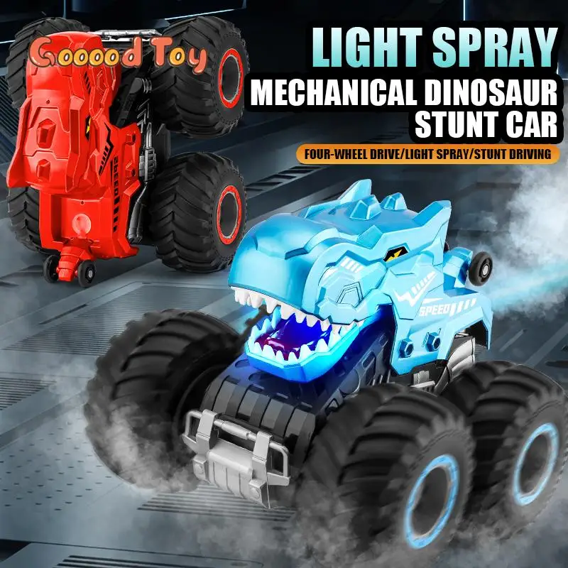 2.4G รีโมทคอนโทรล Stunt รถเสียงไฟสเปรย์ Mechanical ไดโนเสาร์รถ Tumbling Stunt Cars RC รถปีนเขาของเล่นเด็ก