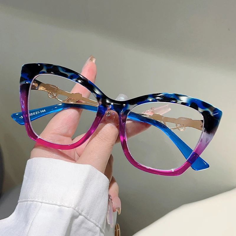 KAMMPT Oversize Cat Eye Glasses Women Fashion Multi-color Blue Light Blocking Optical Frames Trendy Stylish Design Decor Eyewear