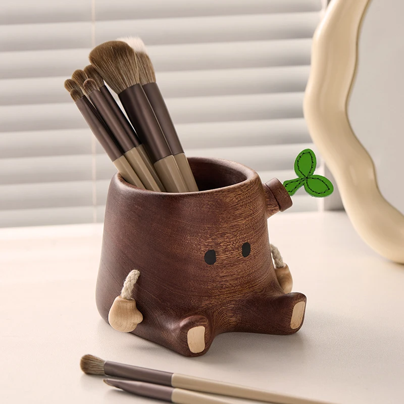 

Solid Wood Tree Stump Pencil Holder | Unique Desk Organizer | High-End Decor & Creative Gift