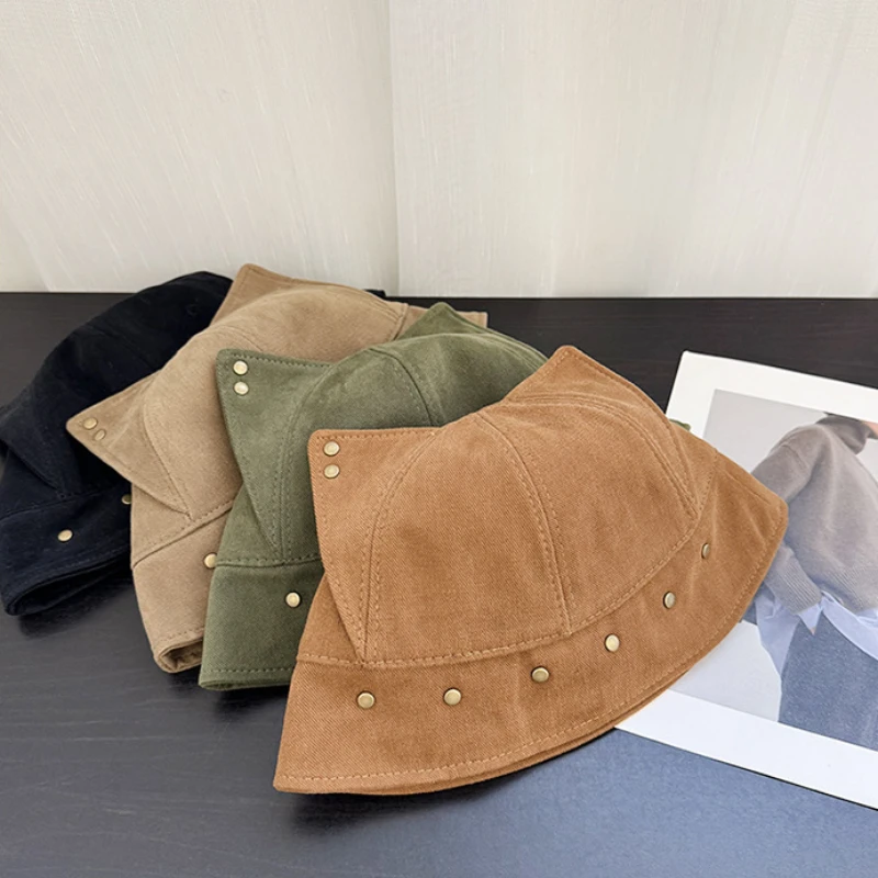 

Милые рыбацкие шапки с кошачьими ушками для женщин на осень и зиму, новая модная универсальная кепка для бассейна, нишевая персонализированная панама