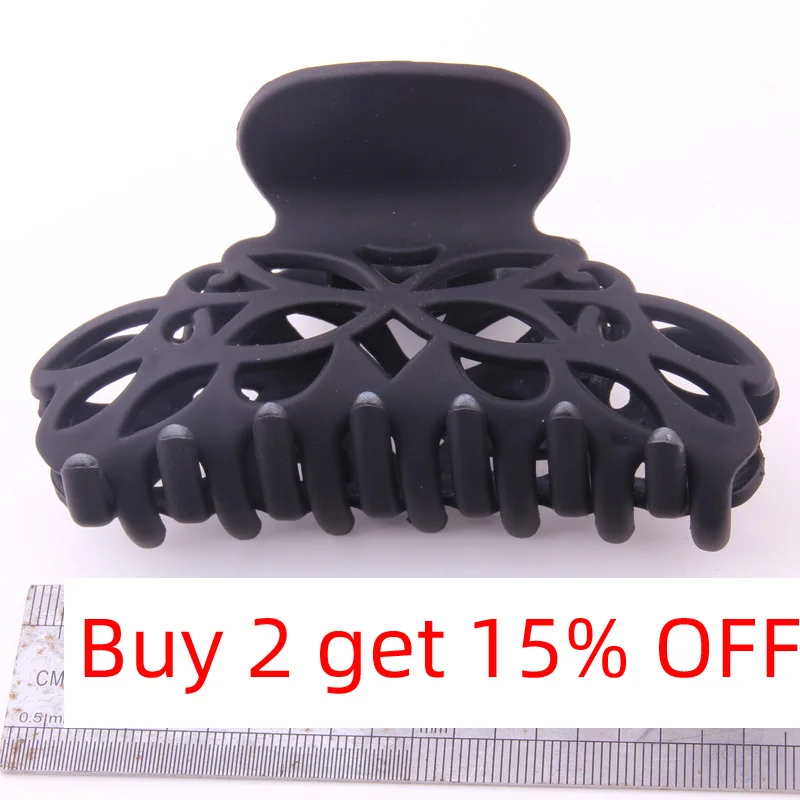 9.5 Cm Crab for Hair Scrub Solid Black Plastic Hair Claw Clip Hollow Out Flower Shape Large Size Hair Clamps Washing Hair Device